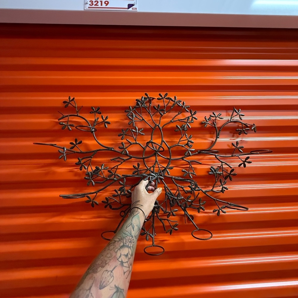 Metal Floral Wall Sculpture - Brown Decorative Wall Art